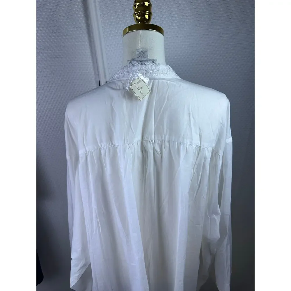 Solange White Nightgown Plus Size 26/28 Pintuck Prairie Cottagecore Sleep Gown